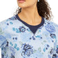 Moletom feminino Karen Scott com estampa floral e lã, azul, tamanho extragrande
