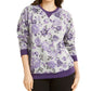 Moletom feminino Karen Scott com estampa floral e fleece, tamanho grande, Cassis