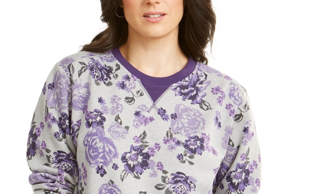 Moletom feminino Karen Scott Sport Key Garden Fleece Cassis tamanho 2 extra grande