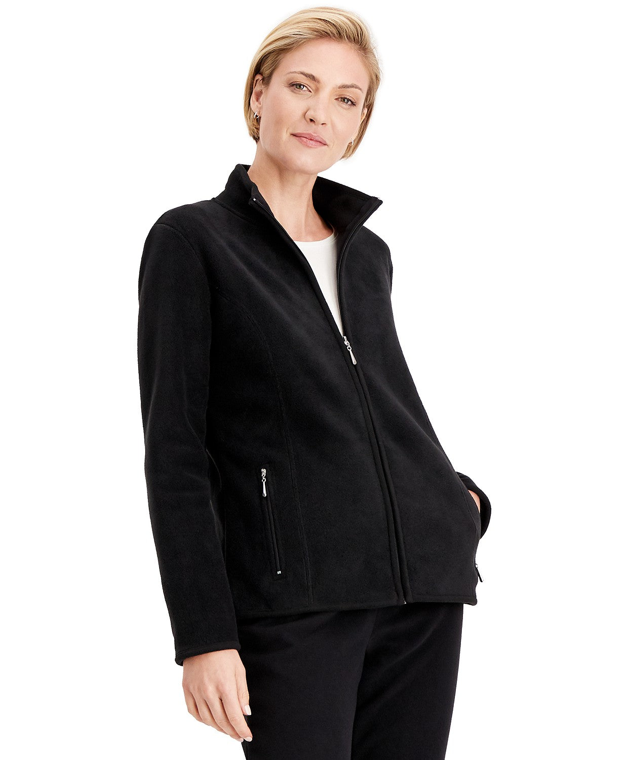 Jaqueta Karen Scott Zeroproof Feminina com Zíper Frontal, Preta, Tamanho Grande