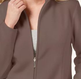 Jaqueta de lã Karen Scott Petite Zeroproof feminina, marrom, tamanho pequeno grande
