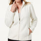 Jaqueta de lã Karen Scott Petite Zeroproof feminina, branca, tamanho extragrande