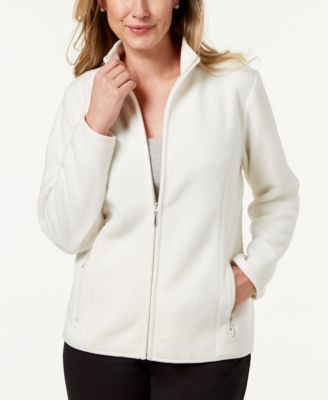 Jaqueta de lã Karen Scott Petite Zeroproof feminina, branca, tamanho extragrande