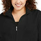 Jaqueta feminina Karen Scott Plus Size com zíper frontal, preta escura, tamanho 1X