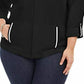 Jaqueta feminina Karen Scott Plus Size com zíper frontal, preta escura, tamanho 1X