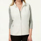 Colete feminino Karen Scott Fleece com zíper frontal, branco, tamanho pequeno, extra grande