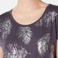 Blusa feminina com estampa de folhas e decote redondo, cinza, tamanho pequeno, da Style &amp; Co