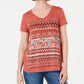 Blusa feminina com decote em V e estampa gráfica estilo &amp; co, laranja, tamanho extra grande