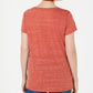 Blusa feminina com decote em V e estampa gráfica estilo &amp; co, laranja, tamanho extra grande