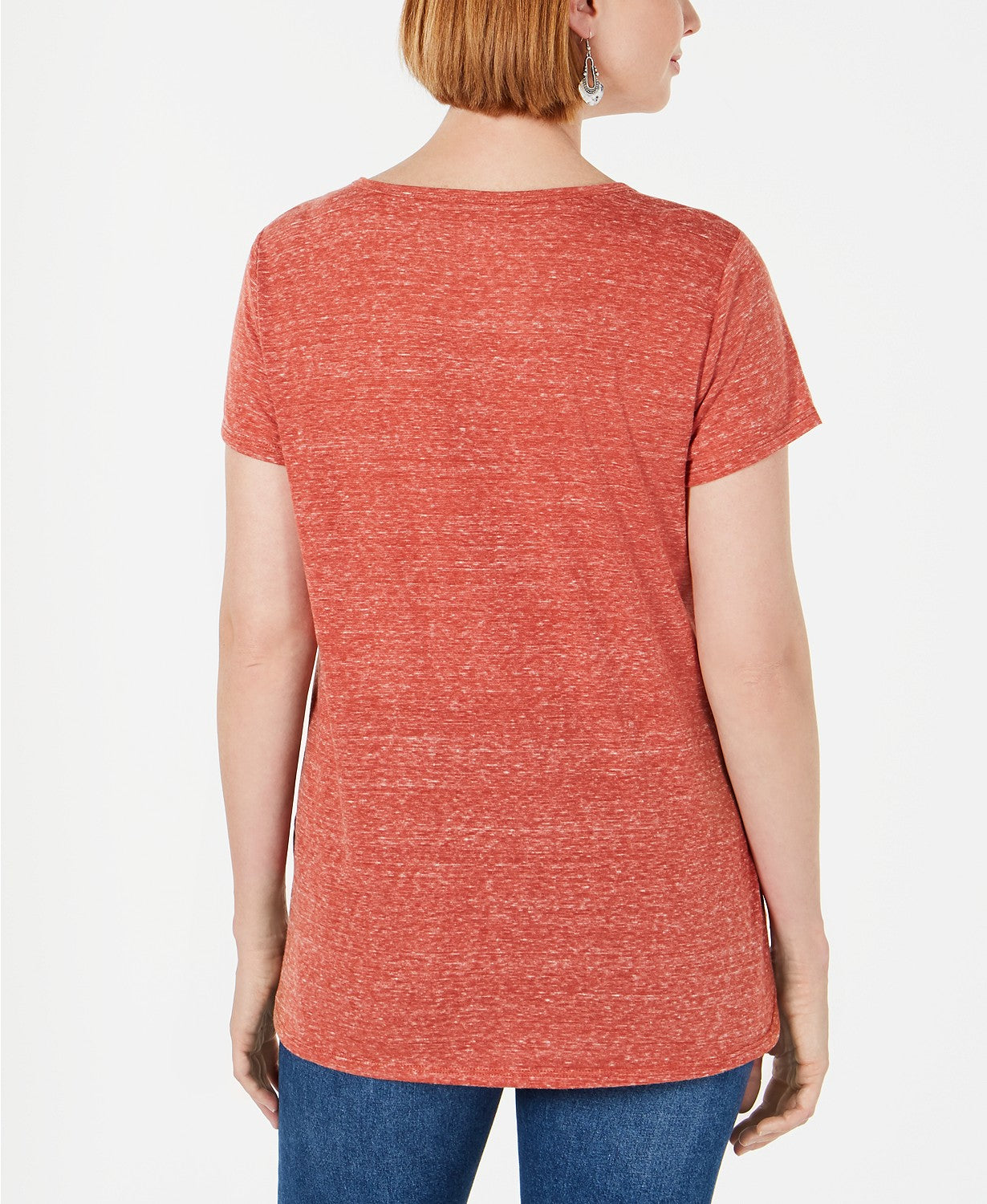 Blusa feminina com decote em V e estampa gráfica estilo &amp; co, laranja, tamanho extra grande