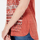 Blusa feminina com decote em V e estampa gráfica estilo &amp; co, laranja, tamanho extra grande