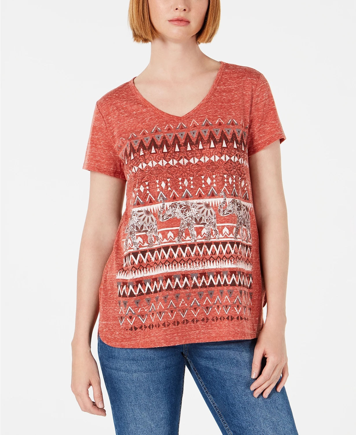 Camiseta feminina pequena com estampa estilo &amp; co laranja escuro tamanho pequeno grande