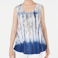 Blusa sem mangas com estampa tie-dye feminina Style &amp; Co, branca, tamanho extra pequeno