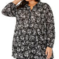 Blusa peplum feminina plus size com estampa floral, estilo &amp; co, sombra, flor, tamanho 2, extra grande