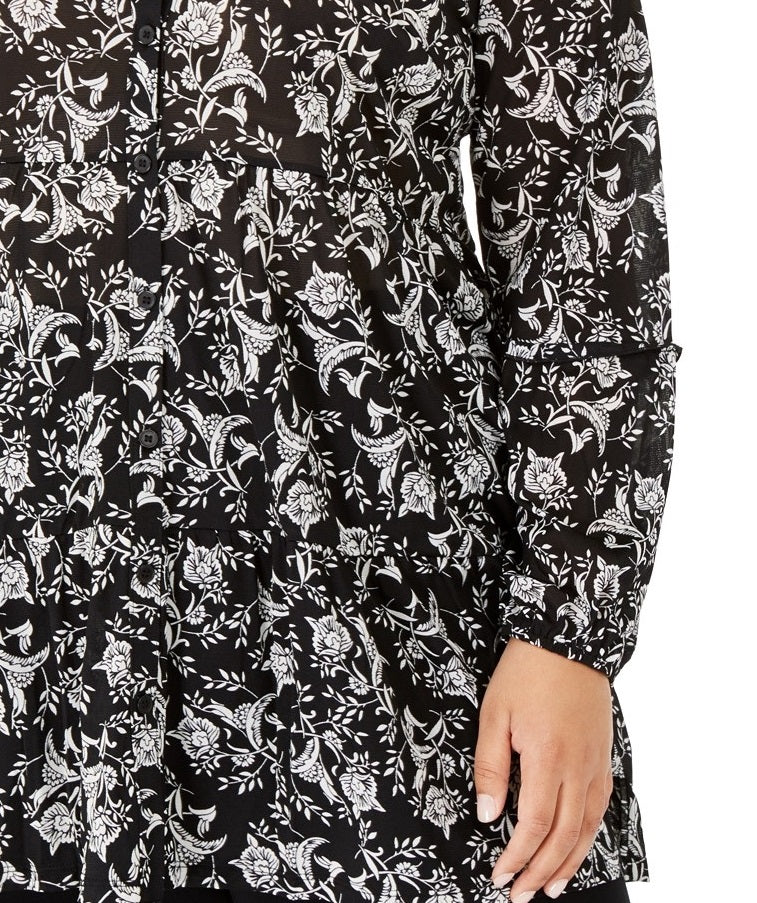 Blusa peplum feminina plus size com estampa floral, estilo &amp; co, sombra, flor, tamanho 2, extra grande