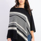 Poncho feminino listrado de caxemira Charter Club Chevron, preto, tamanho regular