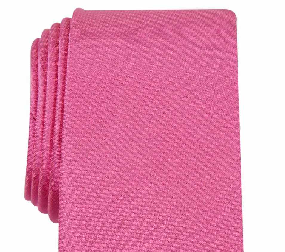 Gravata Alfani Masculina Slim com Textura Sólida Rosa Tamanho Regular
