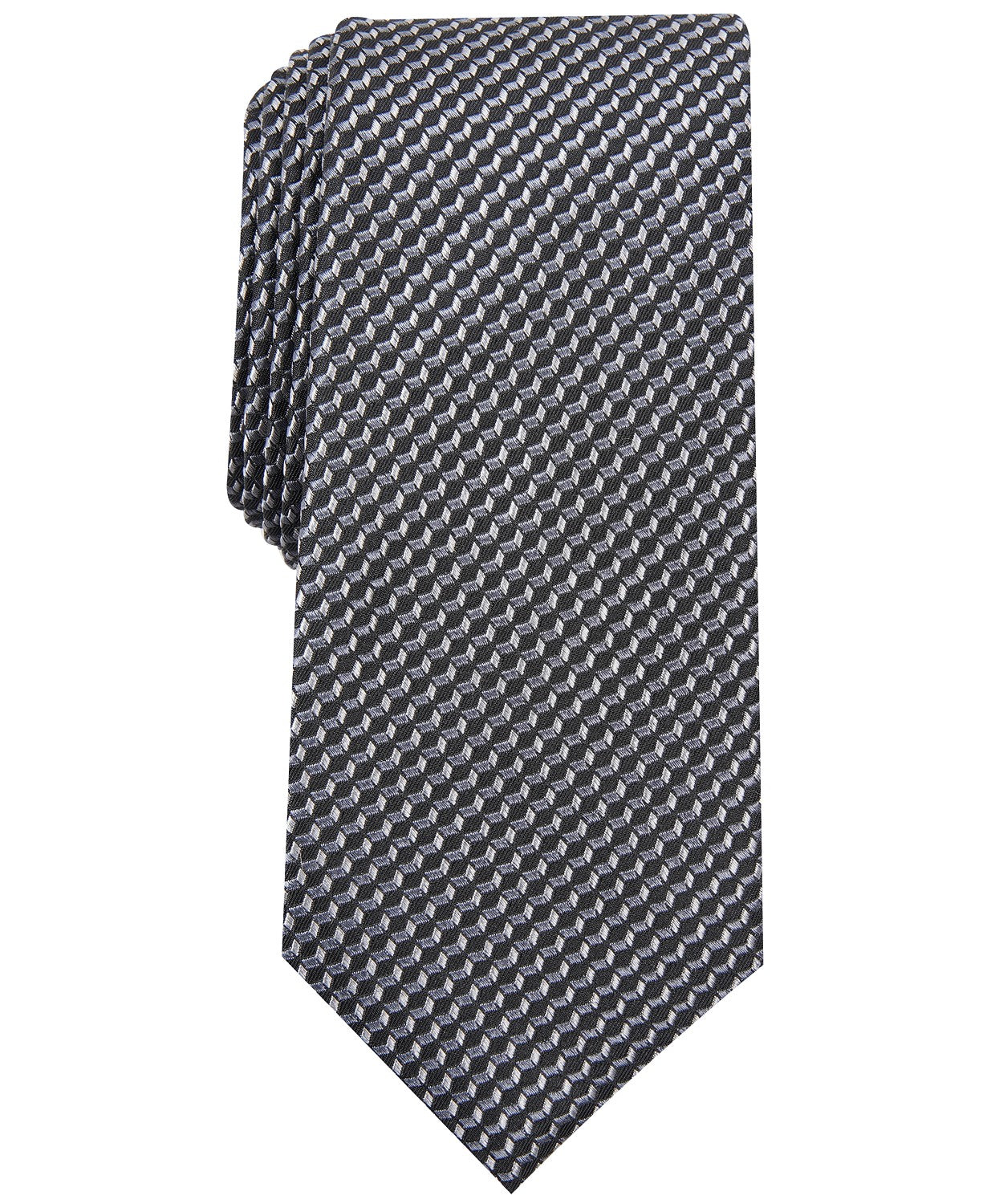 Gravata Alfani Masculina Neat Slim Preta Tamanho Regular
