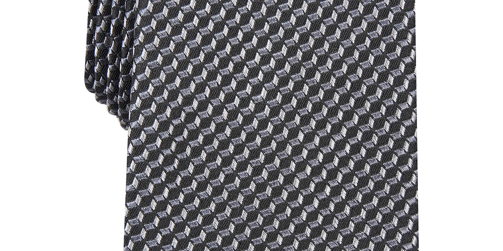 Gravata Alfani Masculina Neat Slim Preta Tamanho Regular