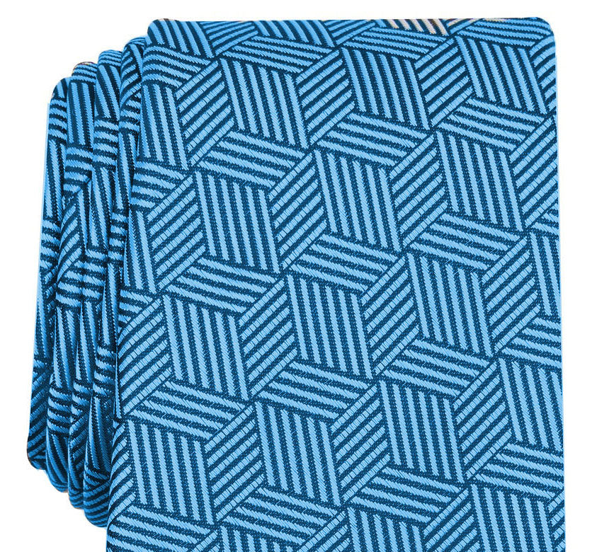 Gravata geométrica masculina Alfani tamanho azul marinho regular