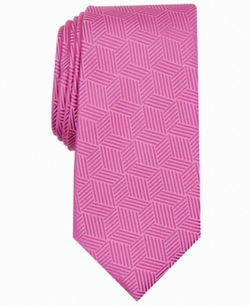 Gravata geométrica masculina Alfani rosa tamanho regular