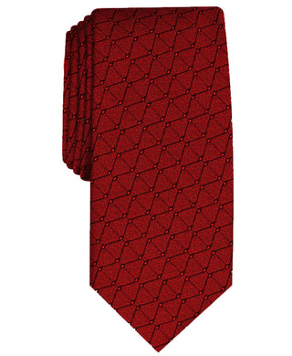 Gravata Alfani Masculina Slim Geométrica Vermelha Tamanho Regular
