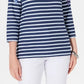 Blusa estampada Karen Scott feminina, manga três quartos, azul, tamanho pequeno