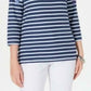 Karen Scott Blusa Feminina Listrada Floral Petite com Decote Canoa Azul Tamanho Médio