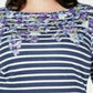 Karen Scott Blusa Feminina Petite Floral Listrada Gola Canoa Azul Tamanho Petit
