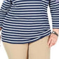Karen Scott Blusa Plus Size Feminina Estampa Mista Manga 3/4 Azul Tamanho 0X