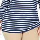 Karen Scott Blusa Plus Size Feminina Estampa Mista Manga 3/4 Azul Tamanho Extra Grande