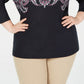 Karen Scott Blusa feminina plus size estampada manga 3/4 preta tamanho 2X