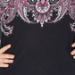 Blusa feminina plus size estampada com manga 3/4, preta, tamanho 0X
