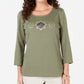 Blusa feminina Karen Scott de algodão com glitter e estampa floral, verde, tamanho pequeno