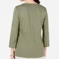 Blusa feminina Karen Scott de algodão com glitter e estampa floral, verde, tamanho médio
