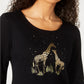 Blusa de algodão estampada Karen Scott feminina, preta, tamanho pequeno