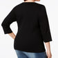 Camiseta feminina Karen Scott de algodão com estampa de girafa, preta, tamanho extra grande