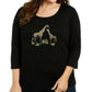 Karen Scott Top Girafa Metálico de Algodão Feminino Preto Tamanho 0X