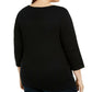 Karen Scott Top Girafa Metálico de Algodão Feminino Preto Tamanho 0X