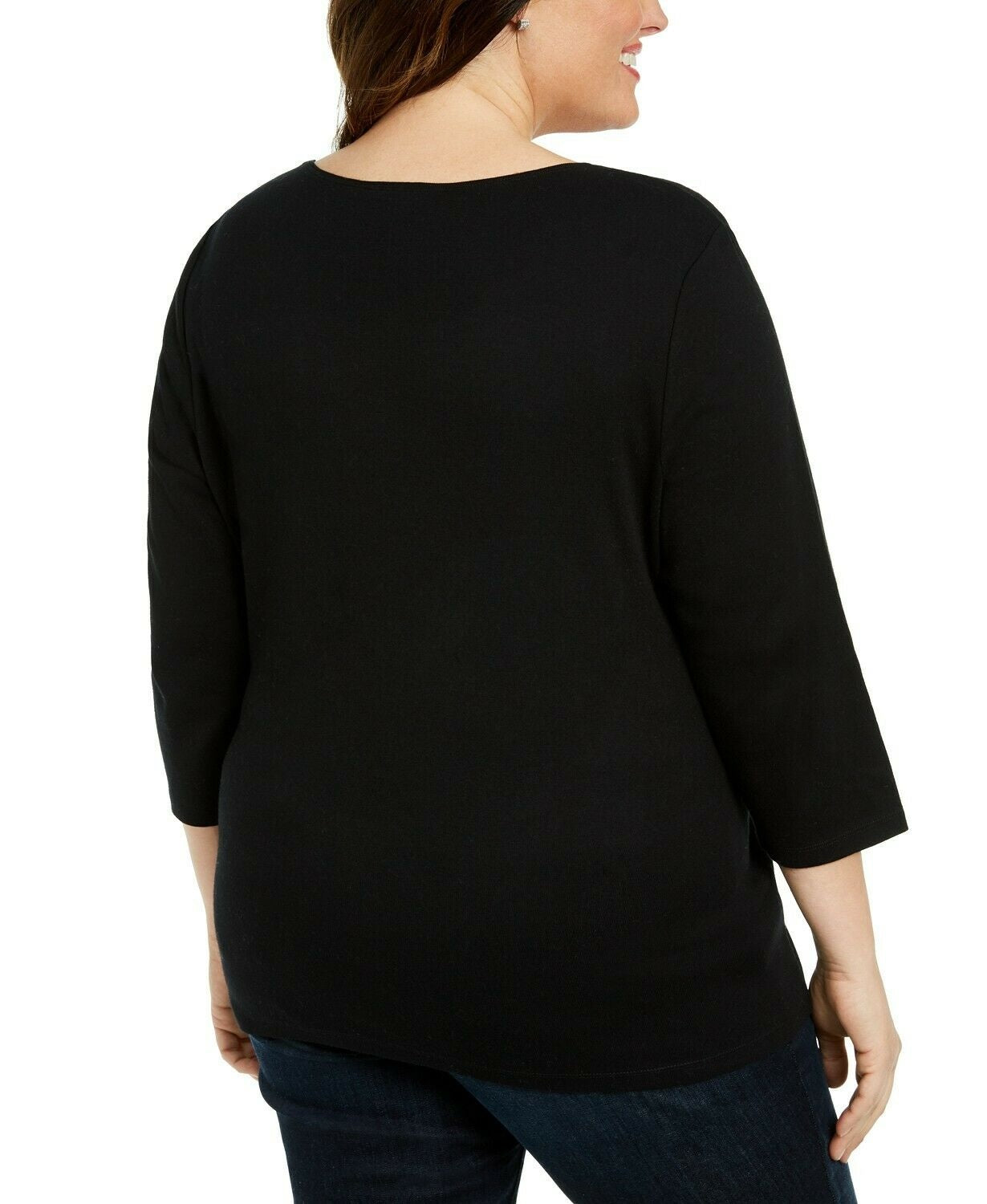 Karen Scott Top Girafa Metálico de Algodão Feminino Preto Tamanho 0X