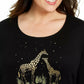 Karen Scott Top Girafa Metálico de Algodão Feminino Preto Tamanho 0X