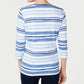 Blusa feminina listrada com decote em V Karen Scott, azul, tamanho extragrande