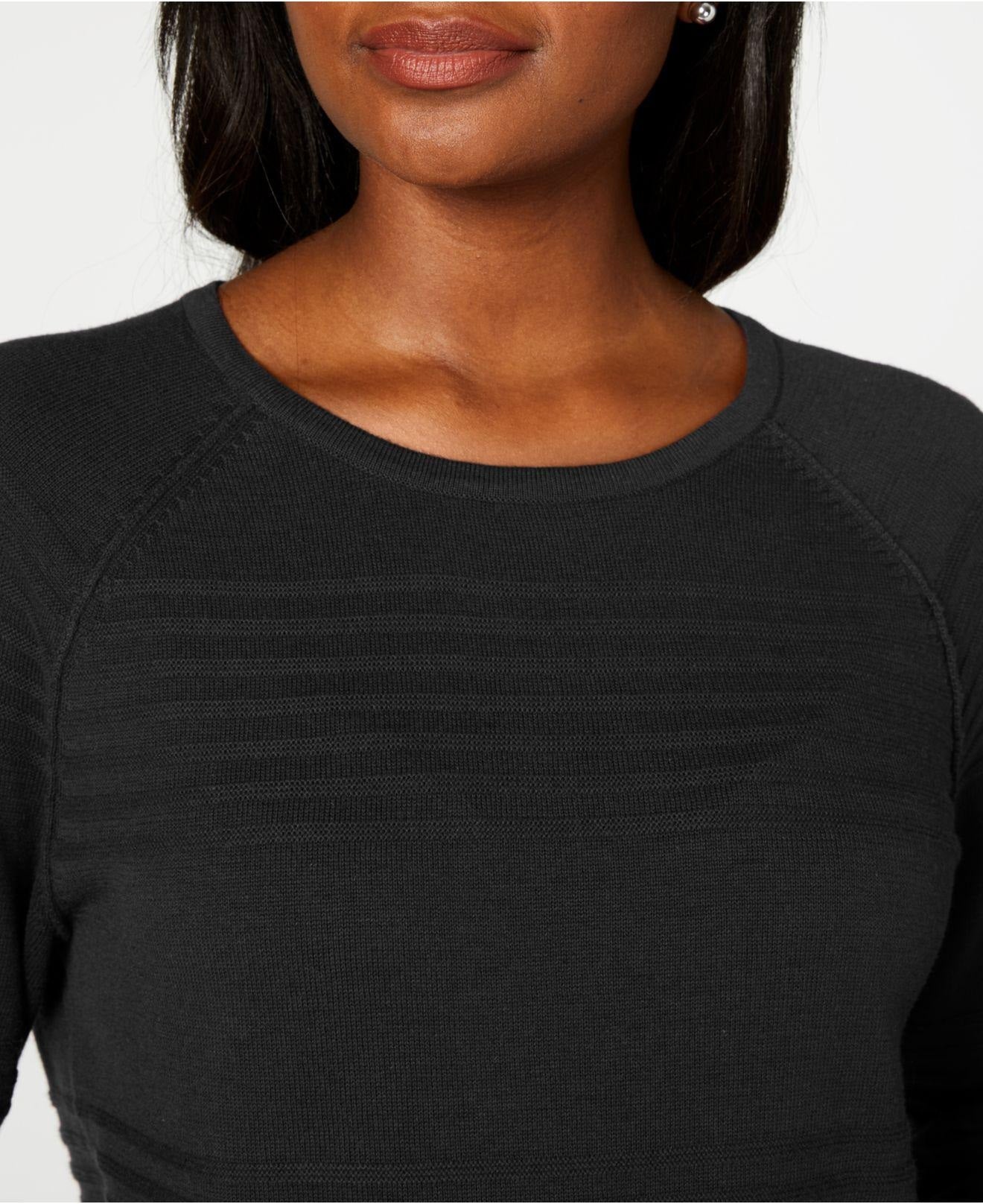 Karen Scott Suéter Feminino de Algodão com Canelado Preto Tamanho P