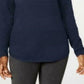 Karen Scott Suéter Feminino de Algodão com Canelado Azul Marinho Tamanho Grande