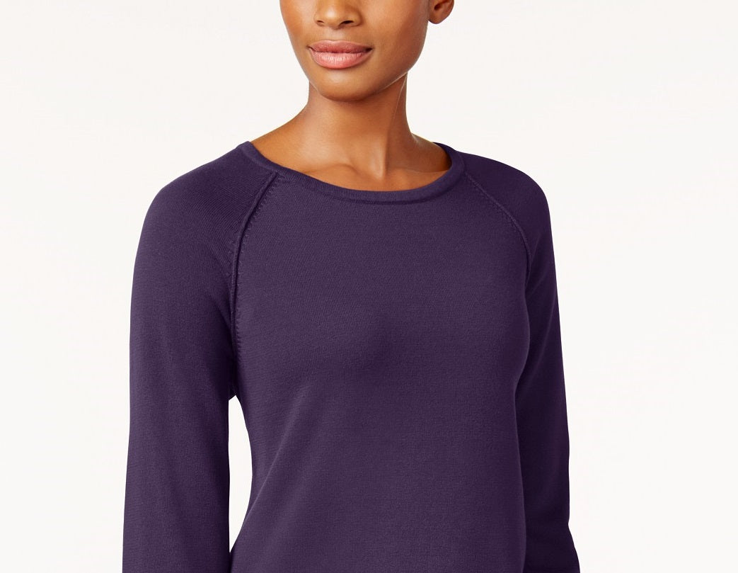 Karen Scott Suéter Feminino de Algodão Petite Azul Tamanho Petite Grande