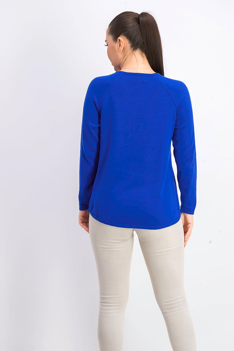 Karen Scott Suéter Feminino de Algodão Petite Azul Tamanho Petite Médio