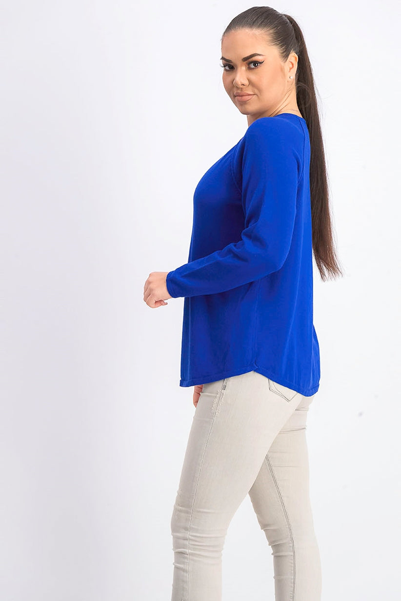 Karen Scott Suéter Feminino de Algodão Petite Azul Tamanho Petite Pequeno