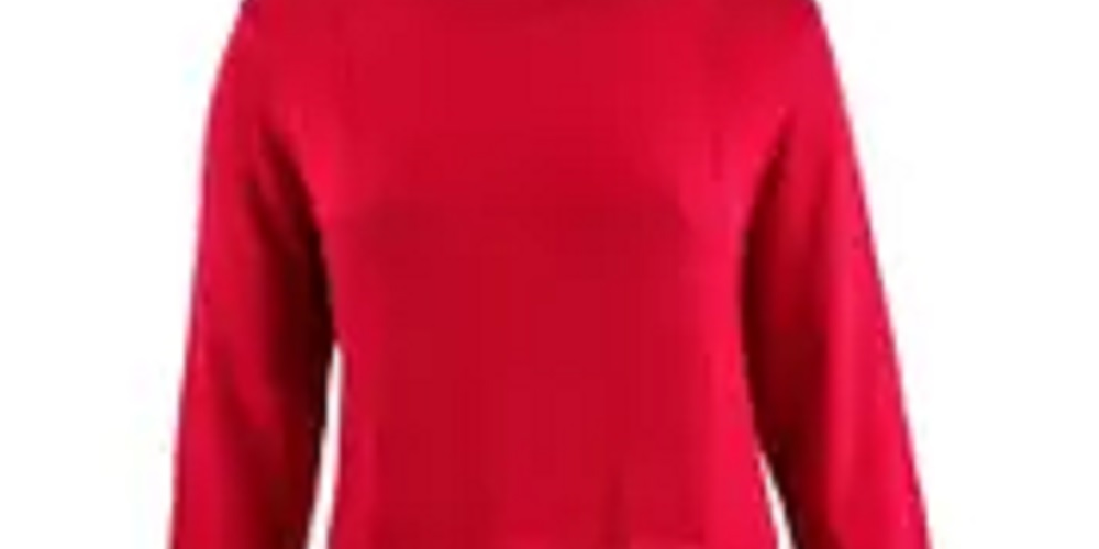 Karen Scott Suéter feminino plus size de algodão com bainha curva, vermelho brilhante, tamanho 3X