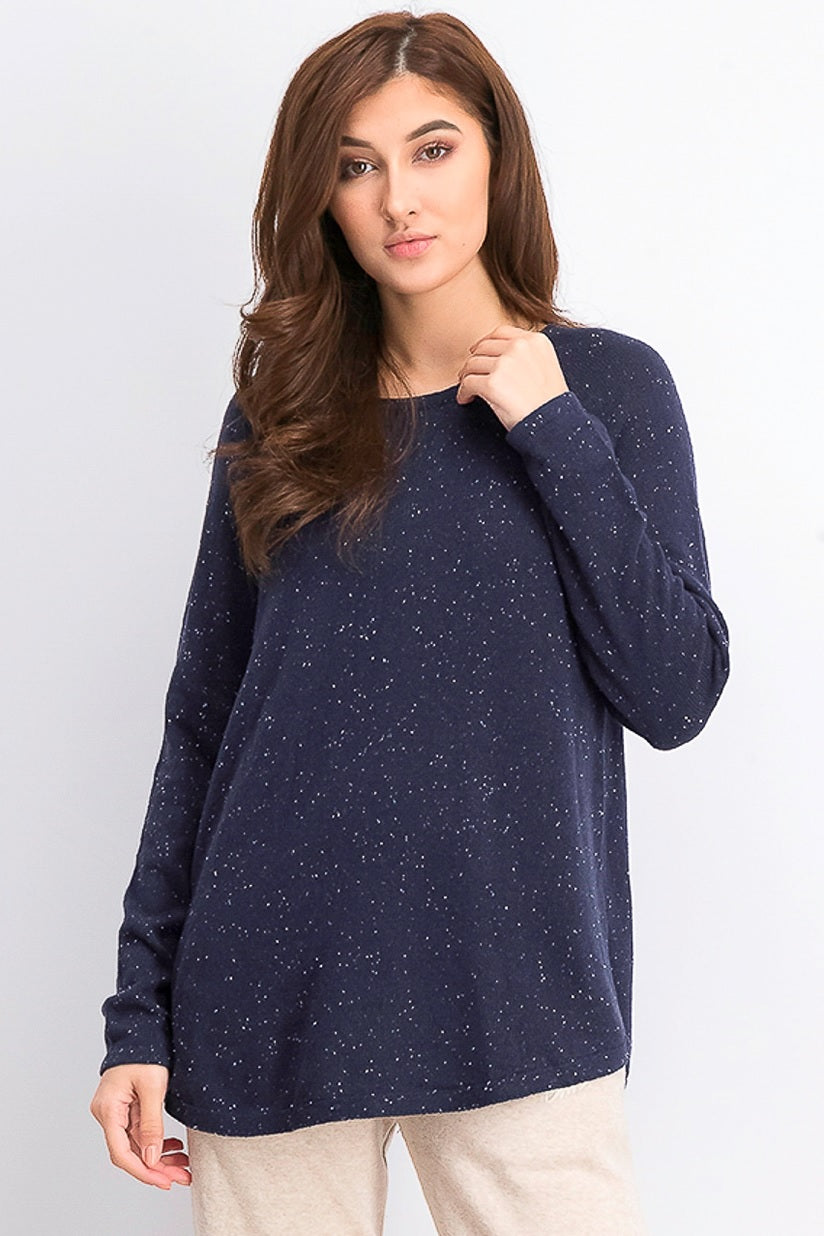 Suéter feminino Karen Scott com bainha curva, azul, tamanho extragrande