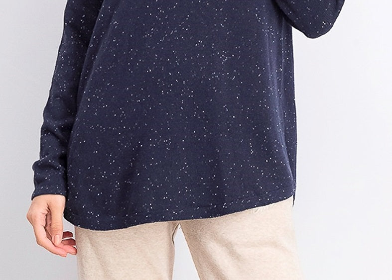 Suéter feminino Karen Scott com bainha curva, azul, tamanho extragrande